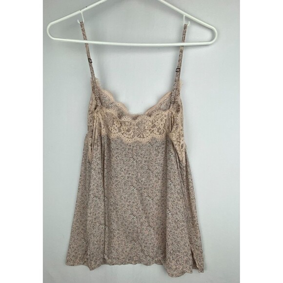 Abercrombie & Fitch Tank Top Womens S Micro Floral Lace Pink Cami Flowy Cottage - Picture 7 of 10